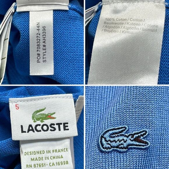 Lacoste mens v-neck pullover sweater sz 5 blue long sleeve (flaws) - Picture 8 of 12